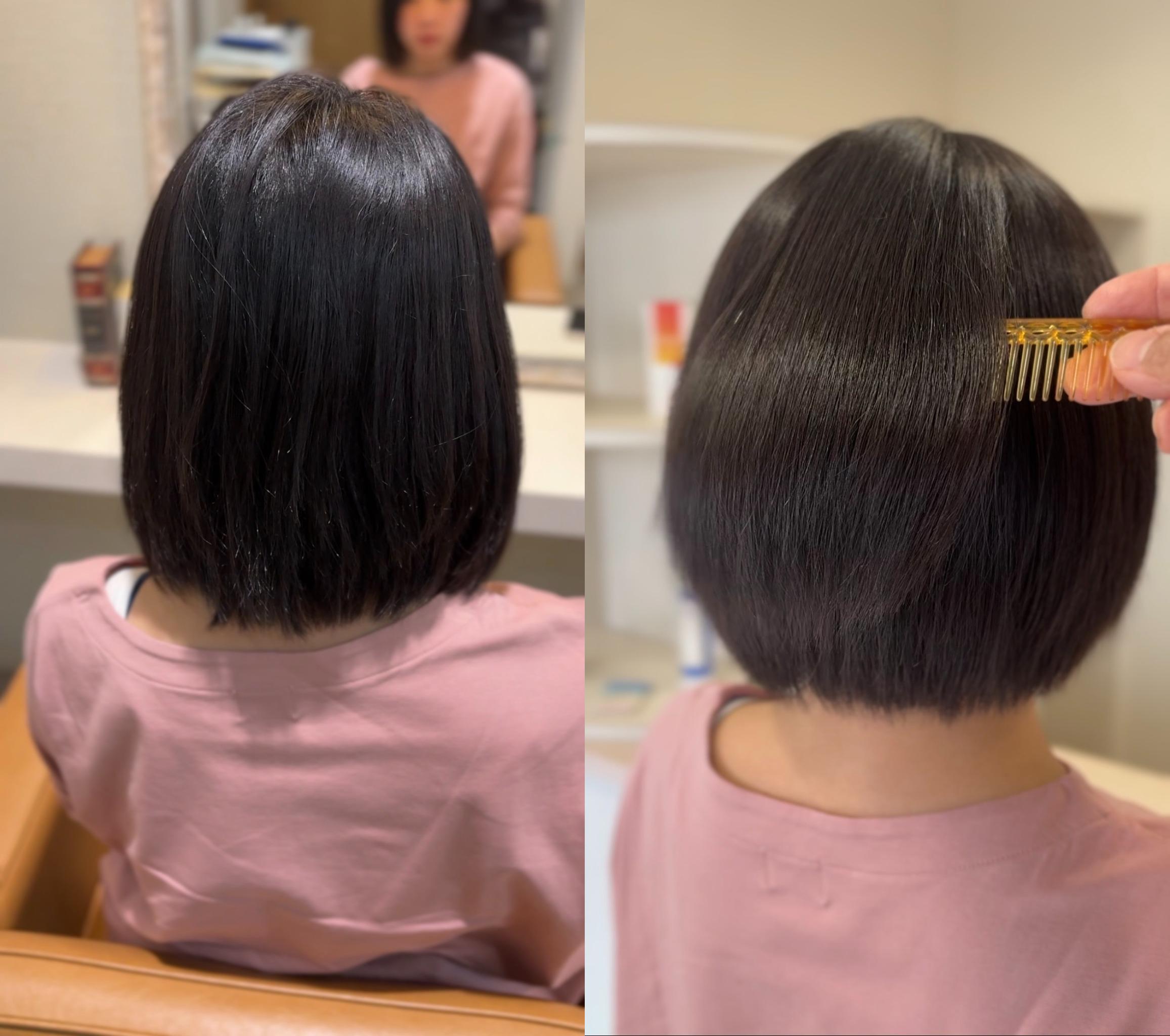 縮毛矯正ビフォーアフター ボブ